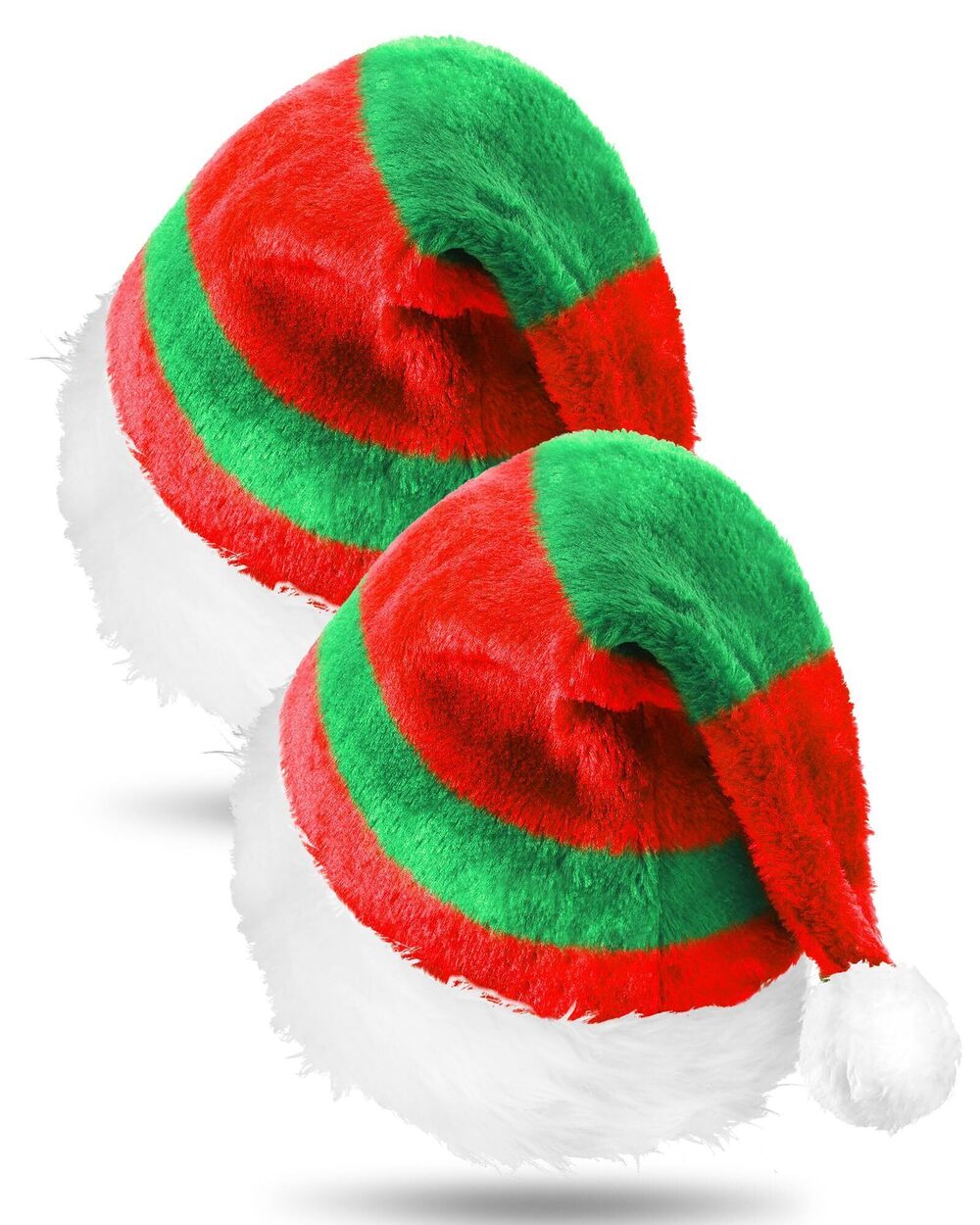 9826 2 Pcs Adult Plush Holiday Christmas Santa Hats Short Plush Claus Cap